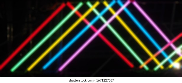 Blurred Abstract Background,  The Multicolor Neon Tube Light Strip.
