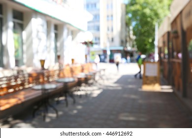 Blurred Abstract Background Of Outdoor Cafe