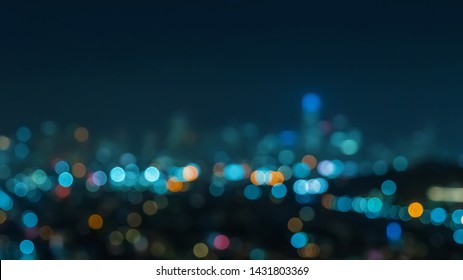 Blurred Abstract Bokeh Background Of San Francisco City Lights At Night