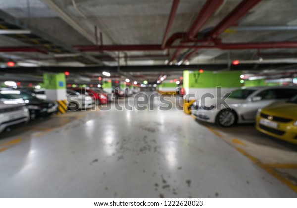 Blurred abstract\
underground car packing