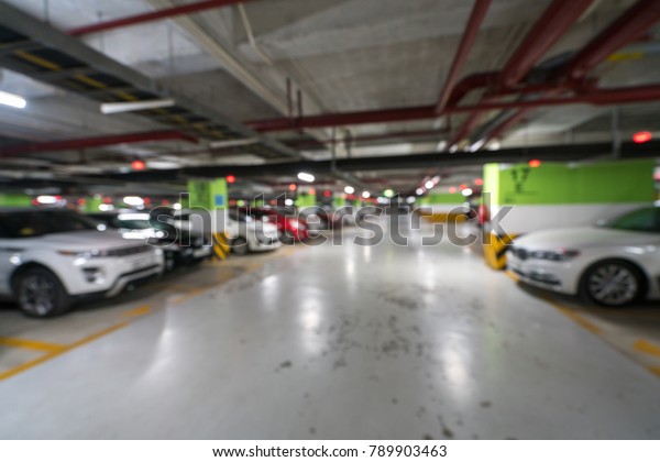 Blurred abstract\
underground car packing