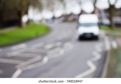 Blurred, Abstract White Delivery Van On The Road, London UK.