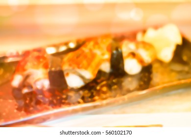 Blurred  background abstract and can be illustration to article of Sushi Set sashimi