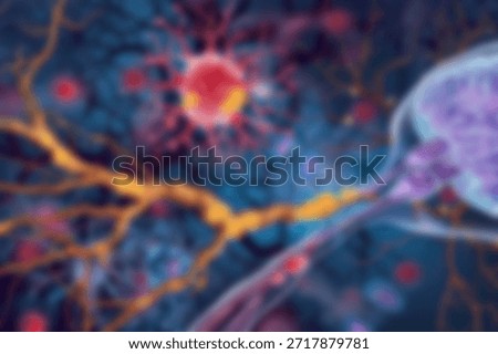Blurred background. An artificial neuron with interconnected nodes and axons, used in machine learning models.