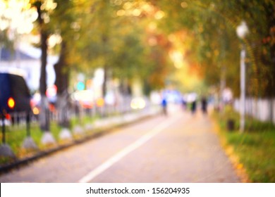 Blurred Background Autumn Street In The City