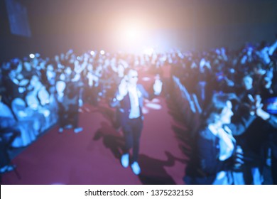 Blurred Background Of  The Award Ceremony Theme Creative. Background For Business Concept