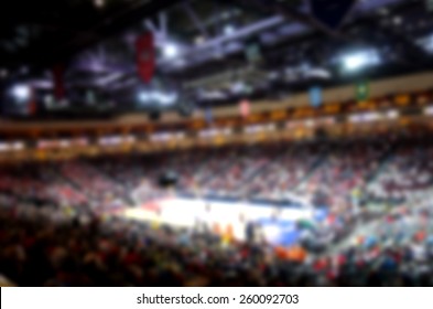  Blurred Background Of Basketball Crowd In Arena                             