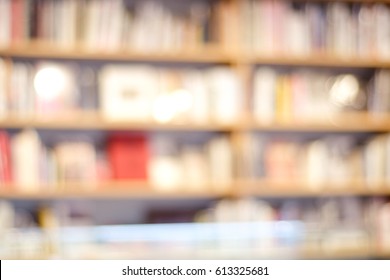 Blurred Background, Blur Bookshelves At Book Store Background, Education Concept