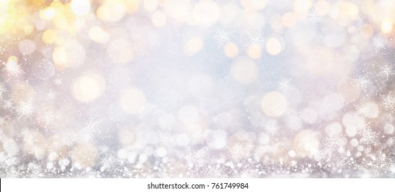 Blurred background with bokeh. Christmas and Happy New Year greeting card. - Shutterstock ID 761749984
