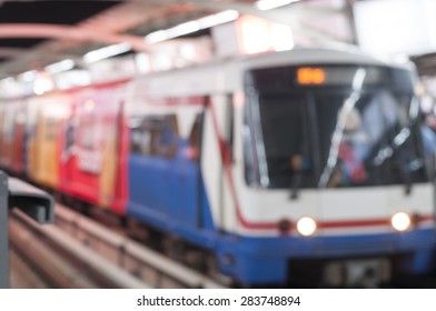 Blurred Background : BTS Sky Train In Bangkok,Thailand