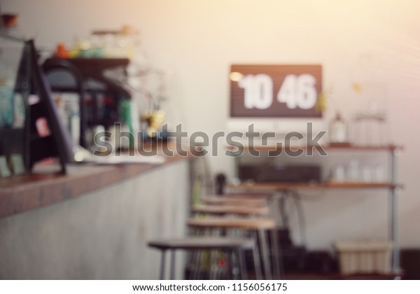 Blurred Background Cafe Interior Decoration Design Stock