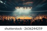 Blurred background of a captivating moment from a wrestling event inside an arena, showcasing the excitement and energy of the crowd in anticipation of the match.