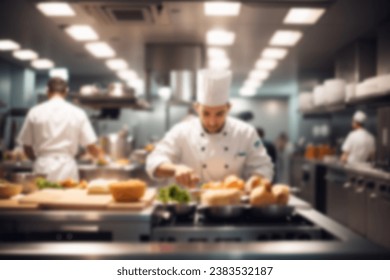 Blurred background of chefs preparing food in the kitchen of a restaurant - Powered by Shutterstock