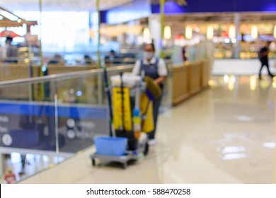 Blurred Background : Cleaning Staff In The Department Store