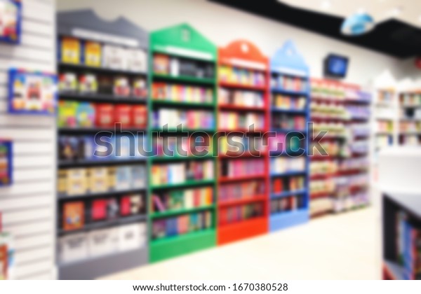blurred background ;\
colorful book store