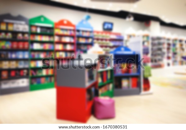 blurred background ;
colorful book store