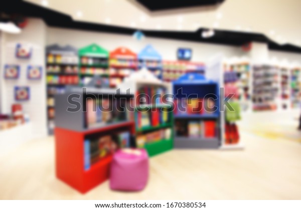 blurred background ;
colorful book store