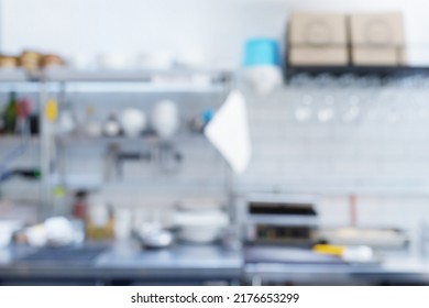 Blurred Background Of A Commercial Kitchen 