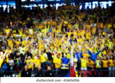 Blurred Background Of Crowd Of People In A Basketball Court