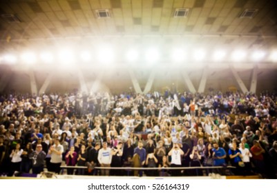 Blurred Background Of Crowd Of People In A Basketball Court