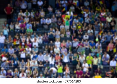 Blurred Background Of Crowd Of People In A Sports Arena