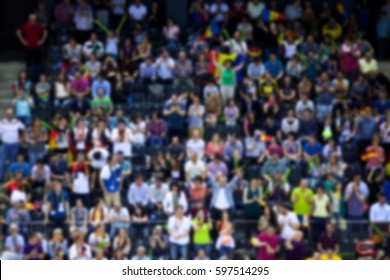 Blurred Background Of Crowd Of People In A Sports Arena