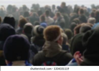 Blurred background of crowd of people at the stadium