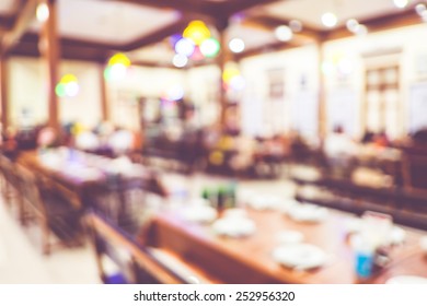 Blurred Background : Customer At Restaurant Blur Background With Bokeh,vintage Filter