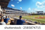 Blurred background of a dynamic scene of baseball players in action at a modern park, showcasing athleticism and teamwork. the vibrant atmosphere captures the excitement of the game.