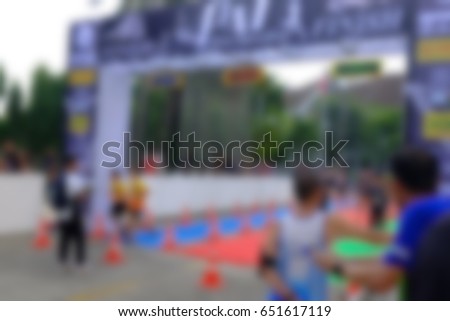 Blurred background  of finish line marathon for background
