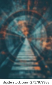 Blurred background. A blurred image of a train passing through a dark tunnel.