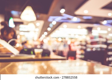 Blurred Background : Inside Of Coffee Shop Blur Background With Bokeh