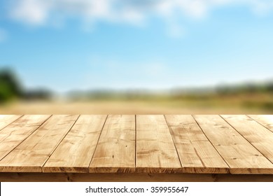 blurred background of landscape with blue sky and 