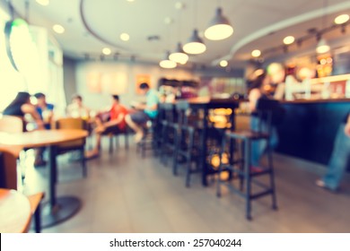 Blurred background made with Vintage Tones,Coffee shop blur background with bokeh 