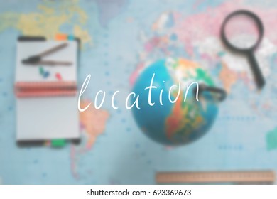 Blurred background map with text