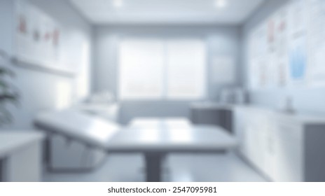 Blurred background of a modern medical examination room featuring a clean design, bright lighting, and educational posters. this space is perfect for healthcare, wellness, and patient comfort visuals. - Powered by Shutterstock