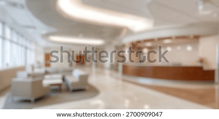 Blurred Background of Modern and Spacious Reception Area in a Healthcare Facility Featuring Comfortable Seating and Welcoming Design Elements for Patient Experience