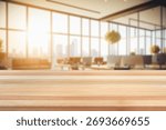 Blurred background of office with table in the foreground.