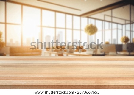 Blurred background of office with table in the foreground.