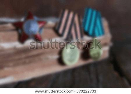 blurred background from old retro medals of great patriotic war 