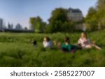 Blurred background with park, space for text