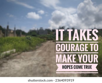 blurred background photography, dirt road to housing complex and wise words  - Shutterstock ID 2364093919