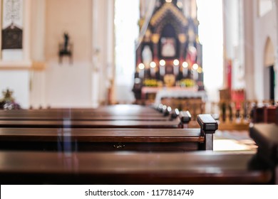 blurred background of a religious temple, church, mosque, synagogue. - Shutterstock ID 1177814749