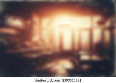 A blurred background, reminiscent of an old photograph, capturing the interior ambiance of a bar or café with soft lighting streaming through windows. Imbued with nostalgia and vintage aesthetics. - Powered by Shutterstock