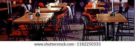 blurred background in restaurant interior / serving and details in blurred bokeh background, concept catering, restaurant modern