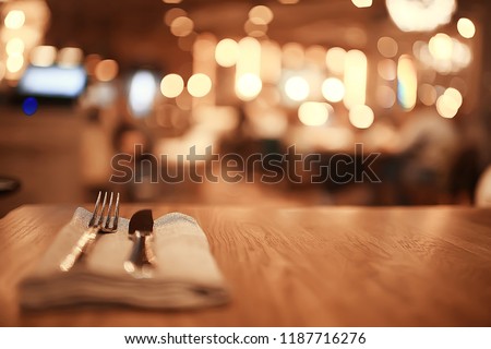 blurred background in restaurant interior / serving and details in blurred bokeh background, concept catering, restaurant modern