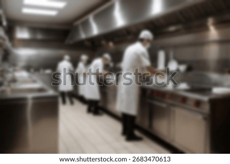Blurred background a restaurant kitchen worker is working washing dishes after being used by customers.