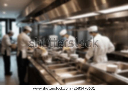 Blurred background a restaurant kitchen worker is working washing dishes after being used by customers.