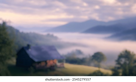 Blurred background of serene misty morning in the great smoky mountains, where lush greenery and soft fog create a tranquil landscape perfect for nature lovers. - Powered by Shutterstock