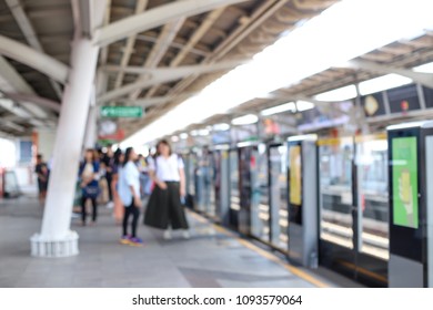 Blurred Background Of Sky Train Station In Bangkok (bts)